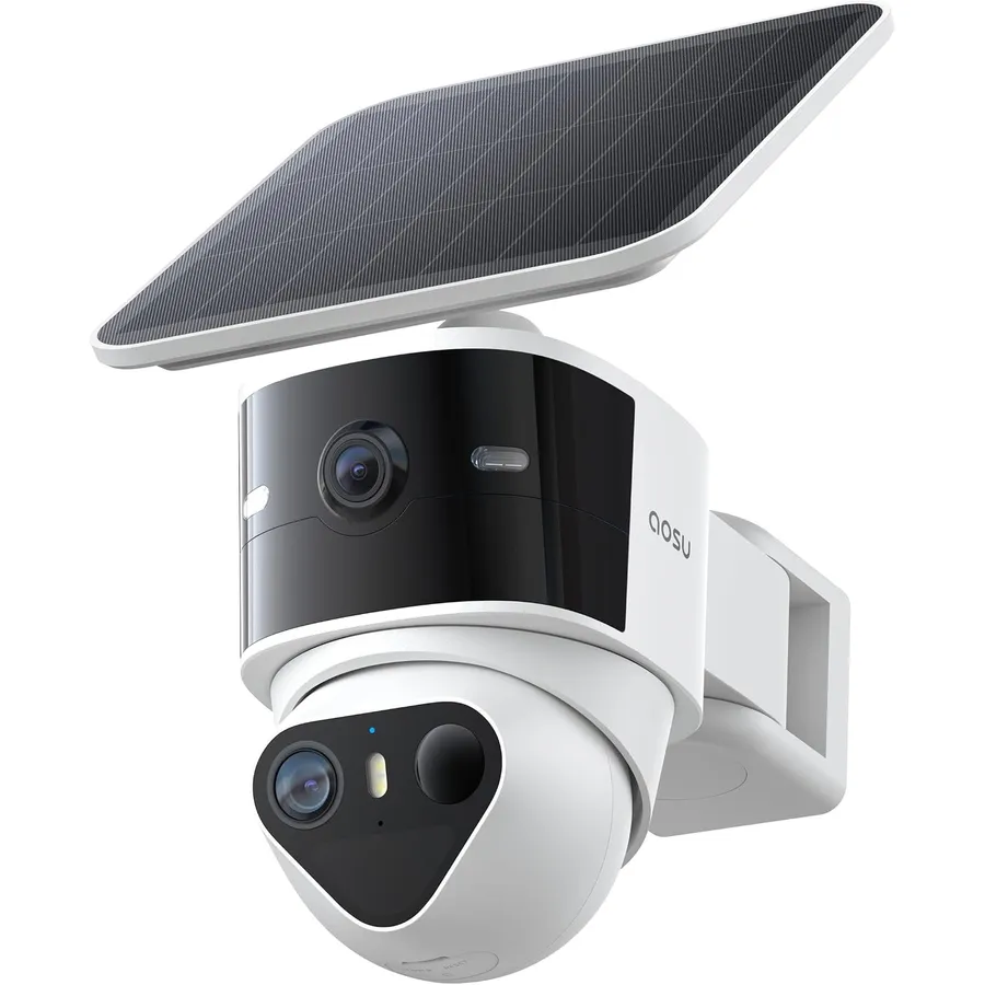 AOSU T2 Pro - Cámara solar exterior con doble lente 3K