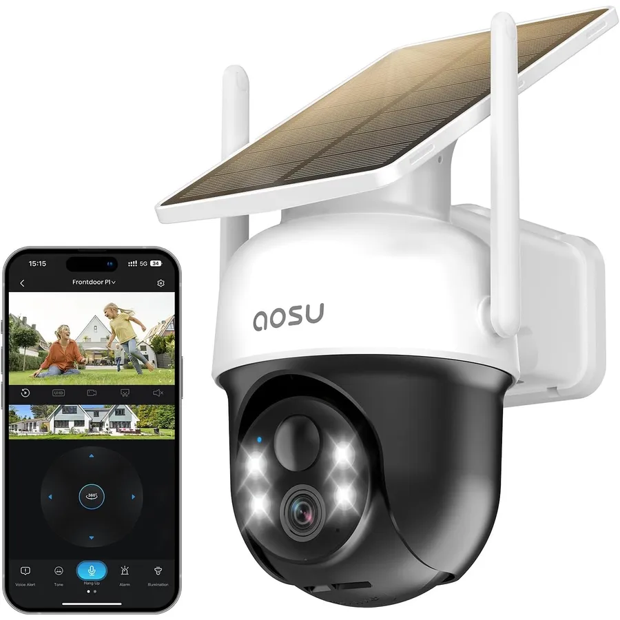AOSU D1 - Telecamera esterna 2K con pannello solare integrato e rotazione PTZ